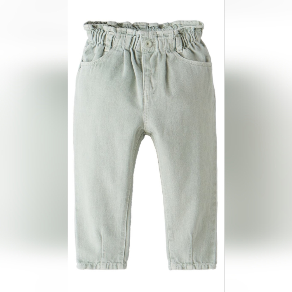 Zara kids paperbag pants (green)
